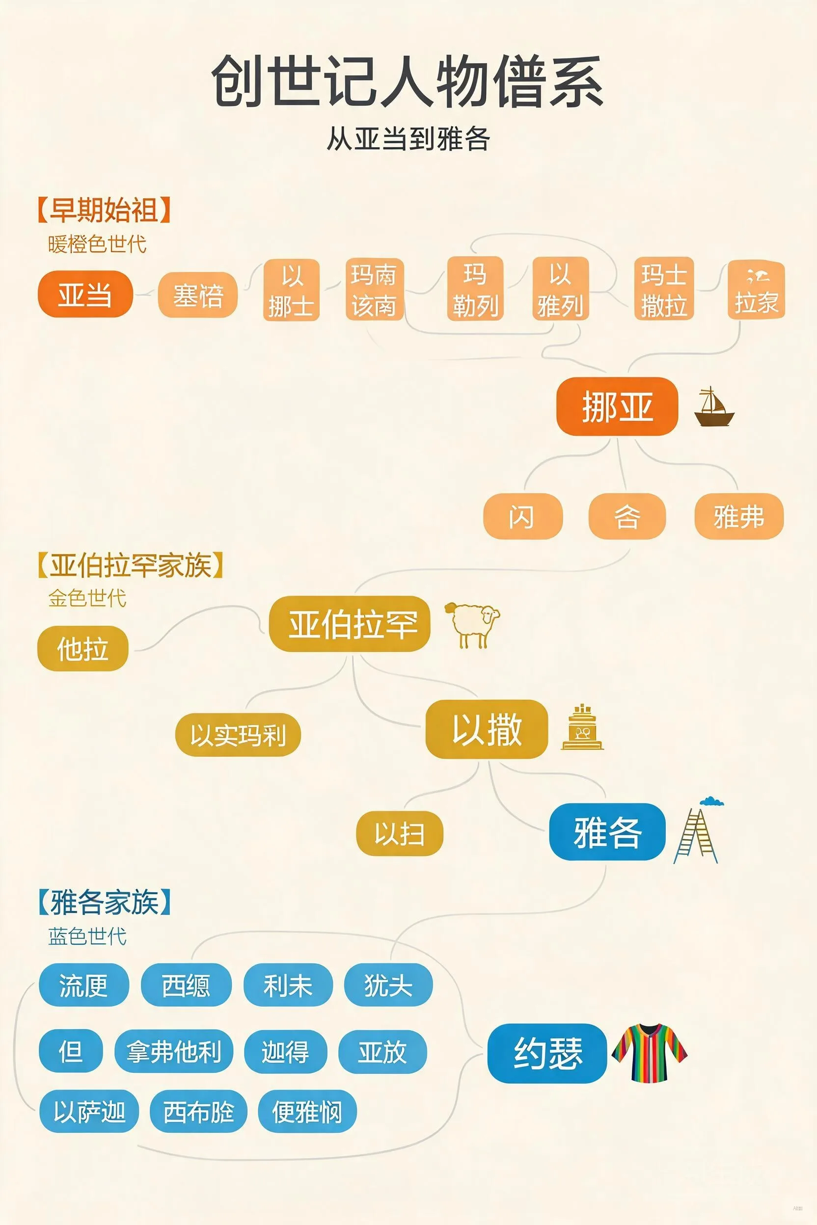 家谱信息图：创世记人物关系一图读懂
